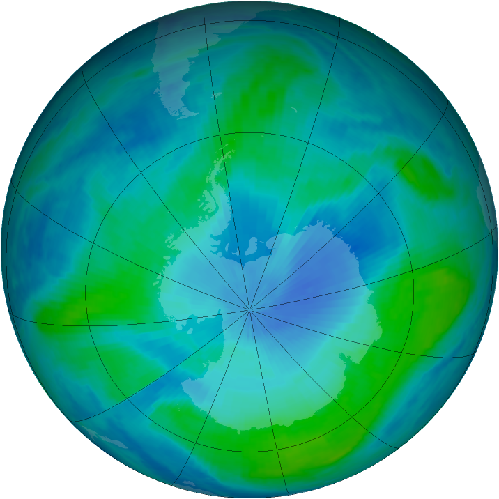 Antarctic ozone map for 04 February 1999